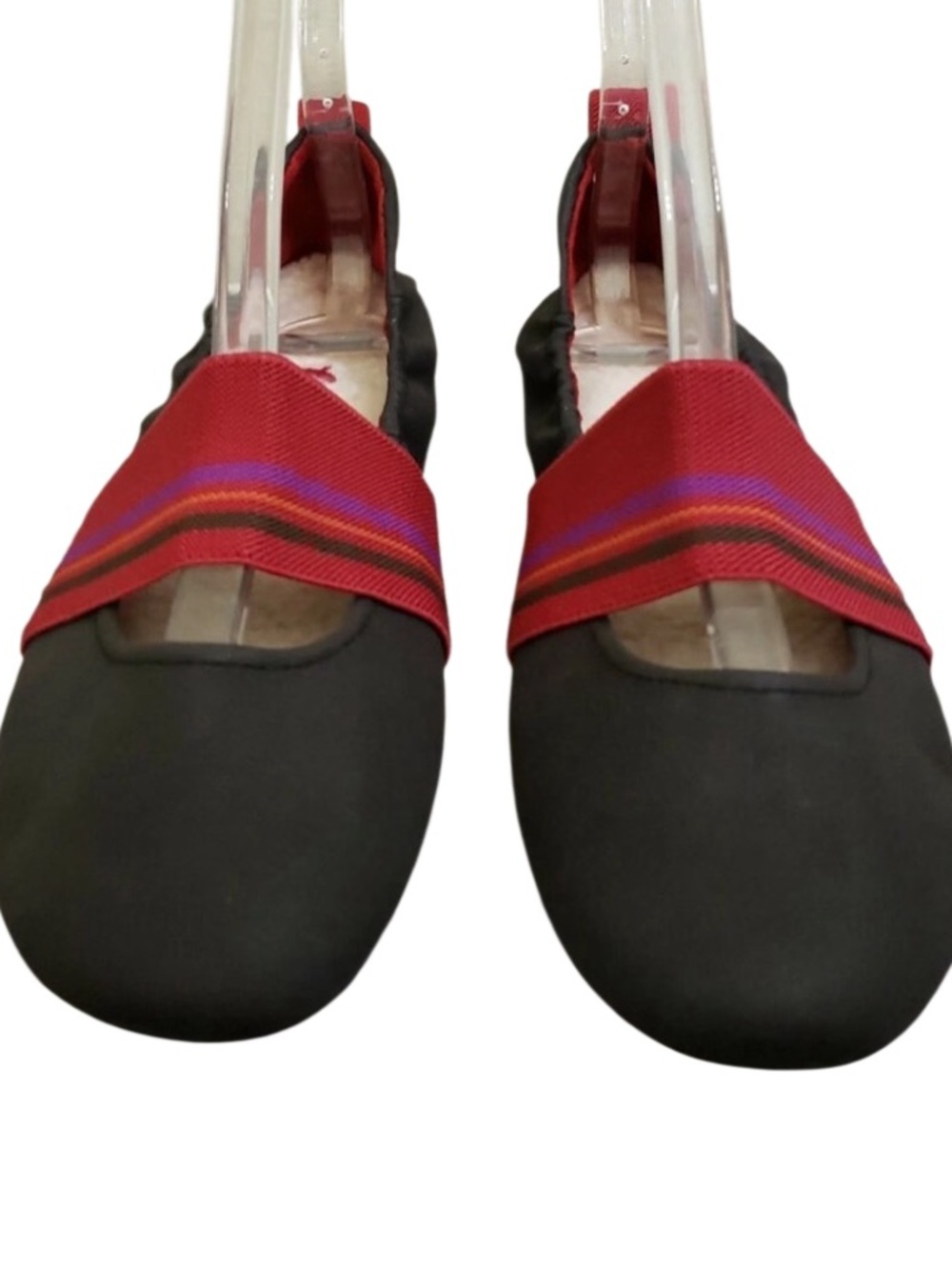 NEW Acorn VIA WRAP Red/Black Leather Ballet FLATS Size 10